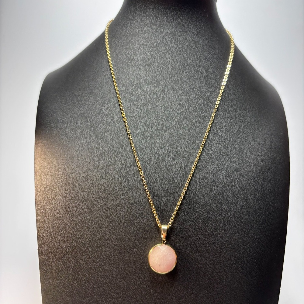 Pendant Necklace Gold Tone Delicate Rose Quartz Pendant‎